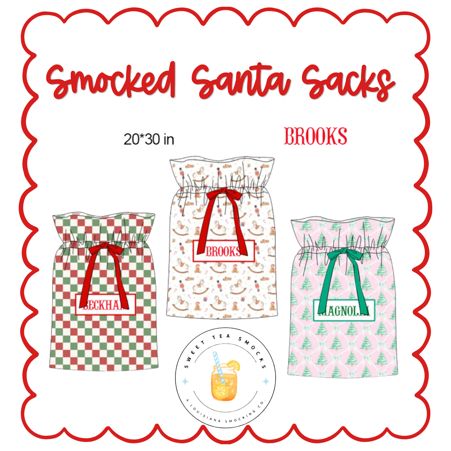 Preorder 28: Smocked Santa Sacks