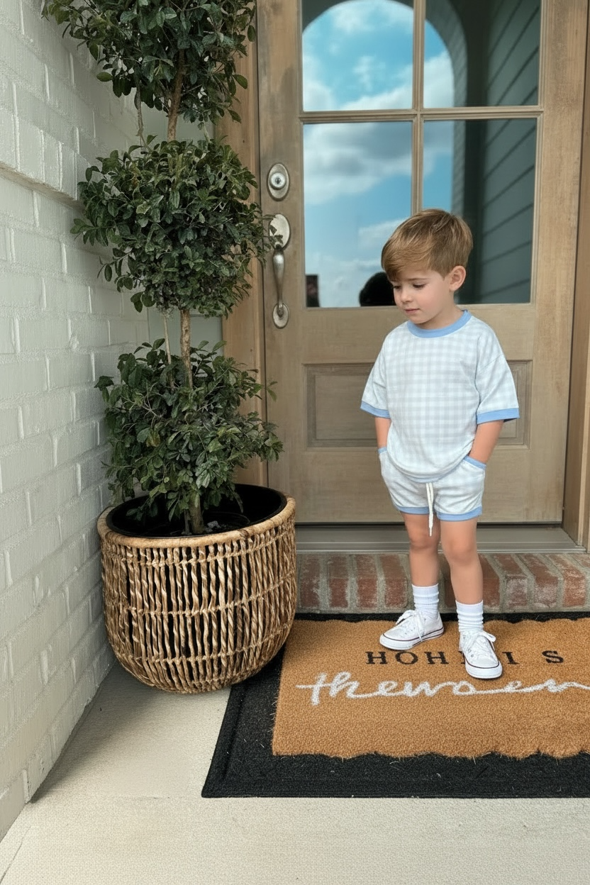 Brooksie’s Blue Gingham Youth Lounge Set