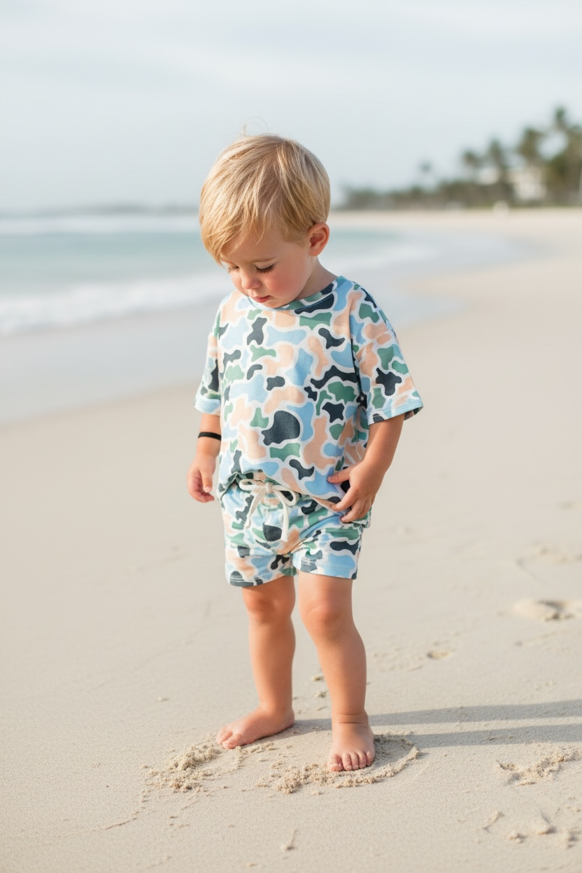 Preorder: Seaside Camo Youth Bamboo Lounge Set