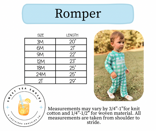 Romper Size Chart