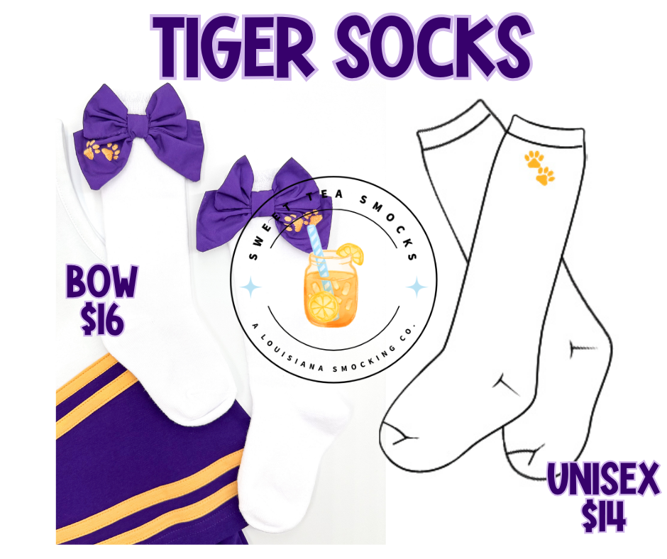 PO 26: Love Purple, Live Gold Bow Socks